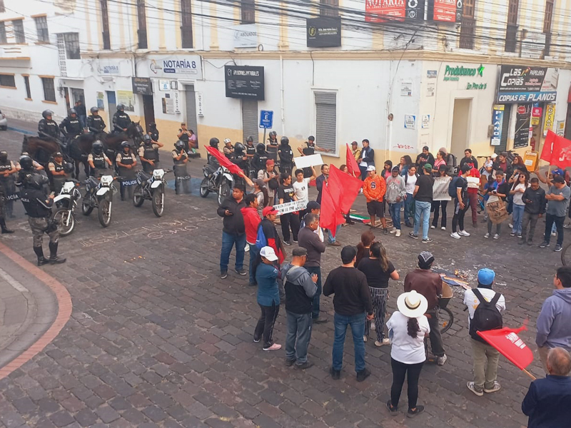 Colectivos sociales reclamaron por la liberación de detenidos en Otavalo 1 ibarra protesta